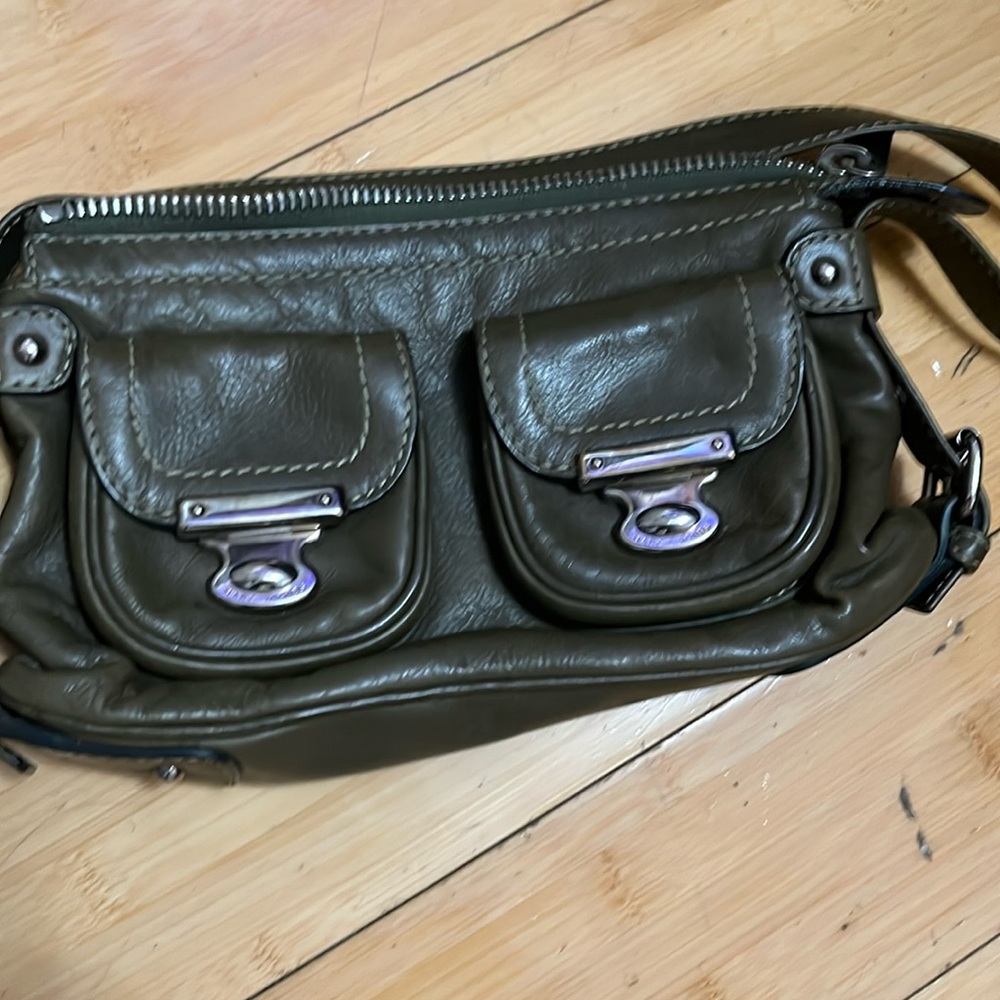 Vintage Marc Jacobs Small Genuine Leather Hobo Handbag Purse - olive